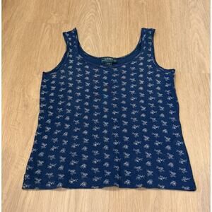 Lauren Ralph lauren 100% Cotton Petite / Small blue Floral Tank